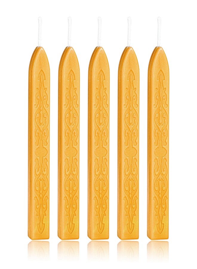 Wax Seal Sticks, Yoption 5 Pcs Totem Fire Manuscript Sealing Seal Wax Sticks with Wicks Multi-Color Cord Wick Sealing Wax for Postage Letter Retro Vintage Wax Seal Stamp (Amber Gold)